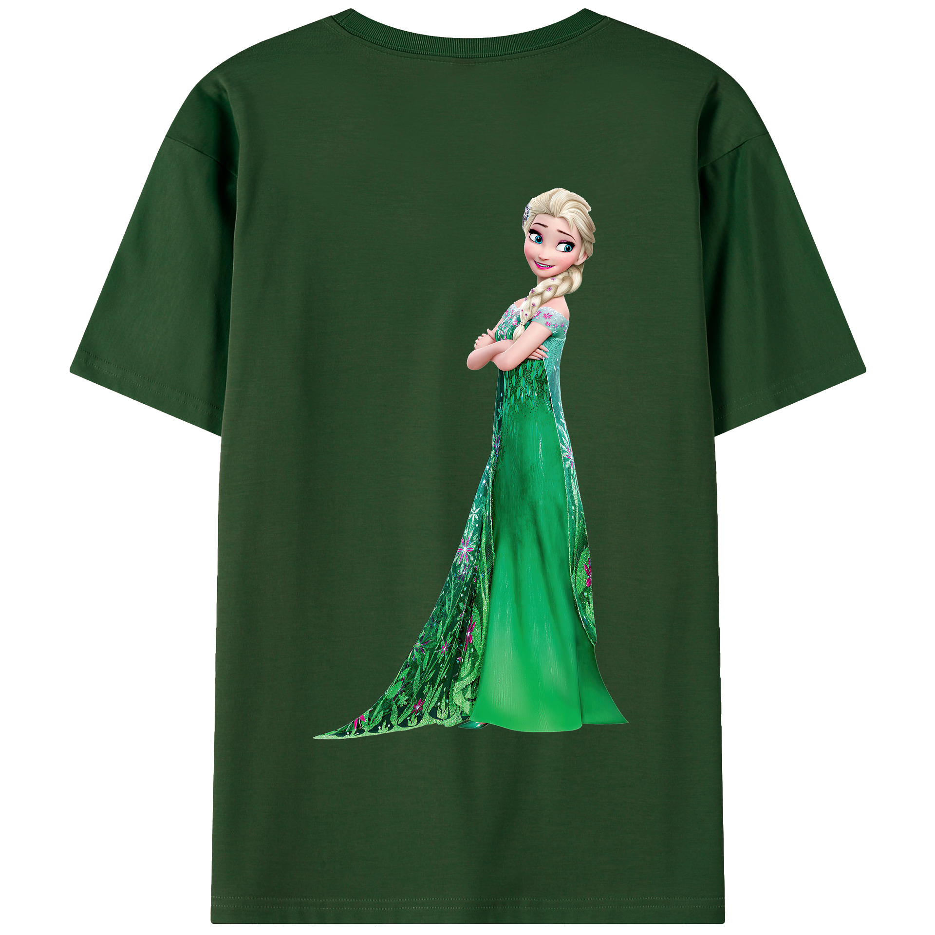 （画像用） アナと雪の女王 アンナ エルサ Frozen Anna Elsa 綿100％半袖Tシャツ（背面プリント）